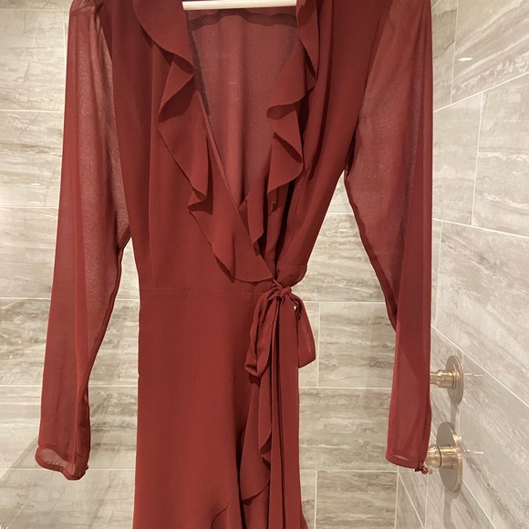 ARITZIA Wilfred Louise Longsleeve Dress, Red Rust, Size Small - Picture 5 of 7